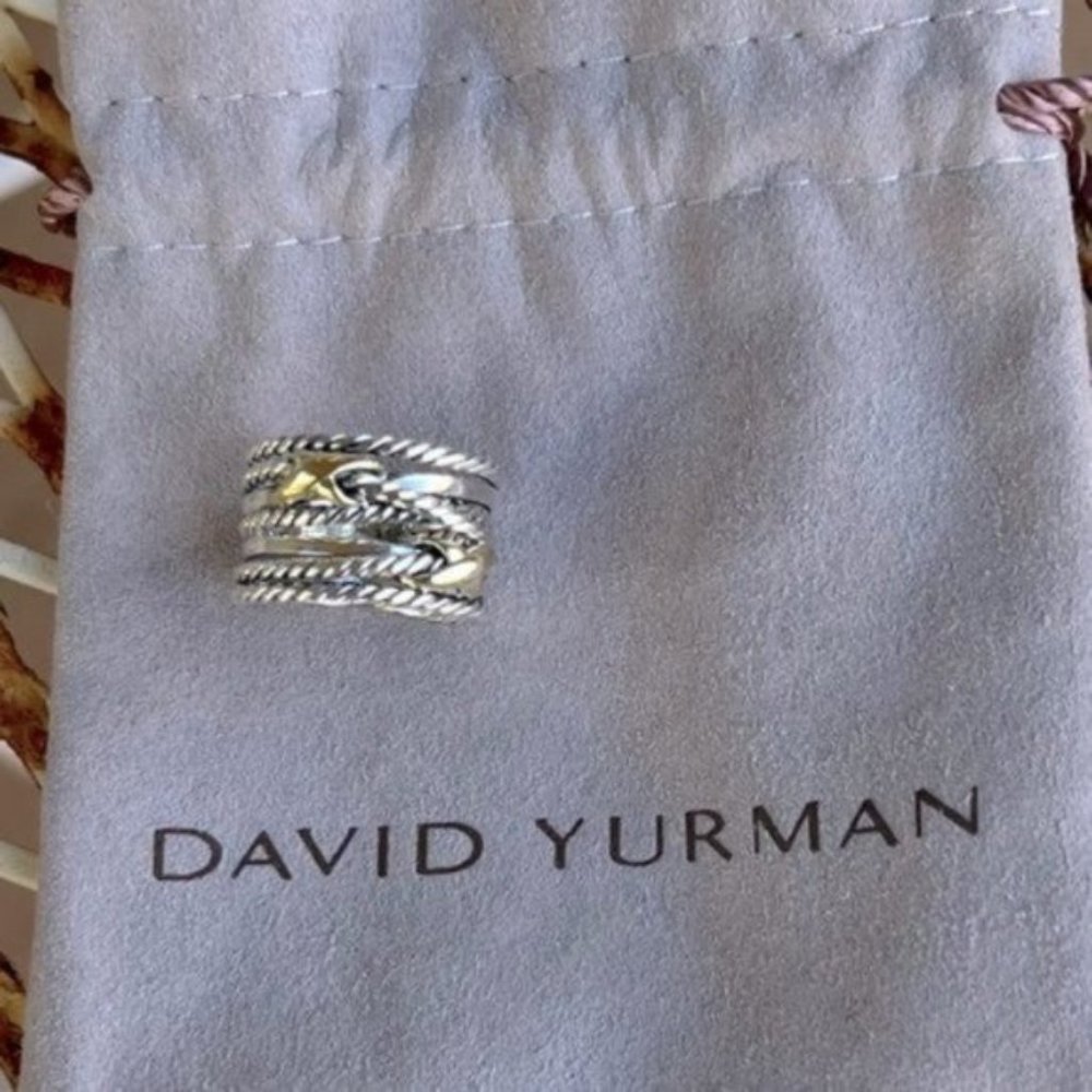 David Yurman Double X Crossover Ring  sz7